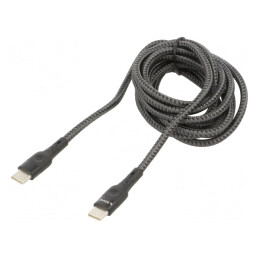 Cablu USB 2.0 Power Delivery 2m Negru 480Mbps Textilă | Electronic-mag.ro | Componente Electronice