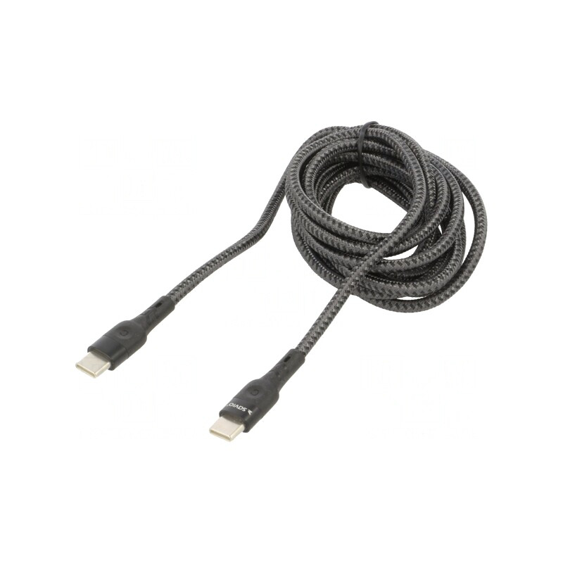 Cablu USB 2.0 Power Delivery 2m Negru 480Mbps Textilă | Electronic-mag.ro | Componente Electronice