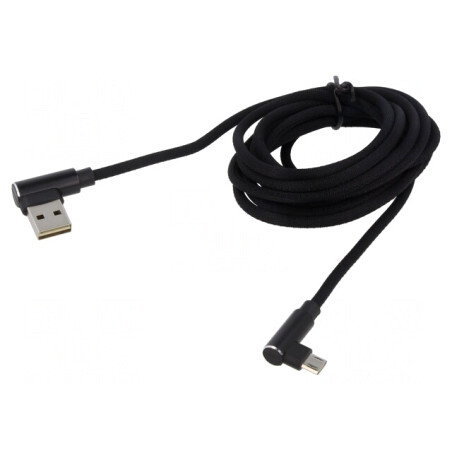Cablu USB 2.0 2m Negru Quick Charge | Electronic-mag.ro | Componente Electronice