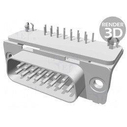 D-Sub 15-Pin Soclu Tată PCB 90° THT 6A | Electronic-mag.ro | Componente Electronice