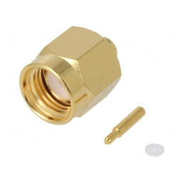 Mufă SMA Tată Drept 50Ω Lipire PTFE Aurit Alamă | Electronic-mag.ro | Componente Electronice
