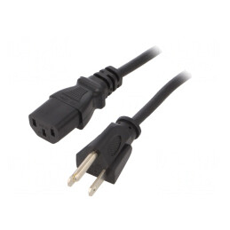 Cablu Alimentare Negru 2m 3x18AWG IEC C13 la NEMA 5-15 | Electronic-mag.ro | Componente Electronice