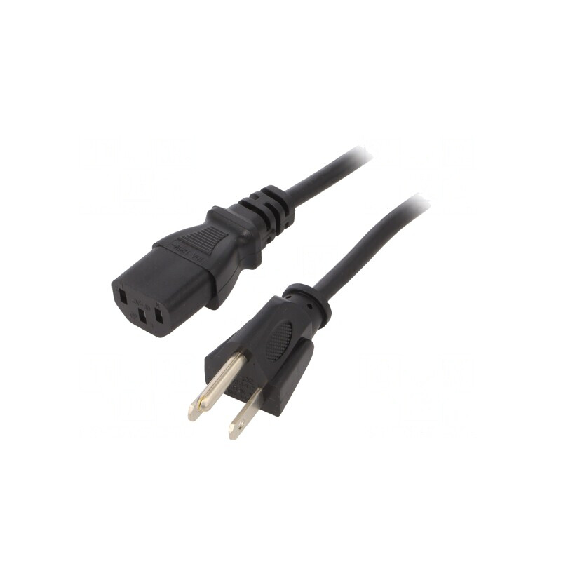 Cablu Alimentare Negru 2m 3x18AWG IEC C13 la NEMA 5-15 | Electronic-mag.ro | Componente Electronice