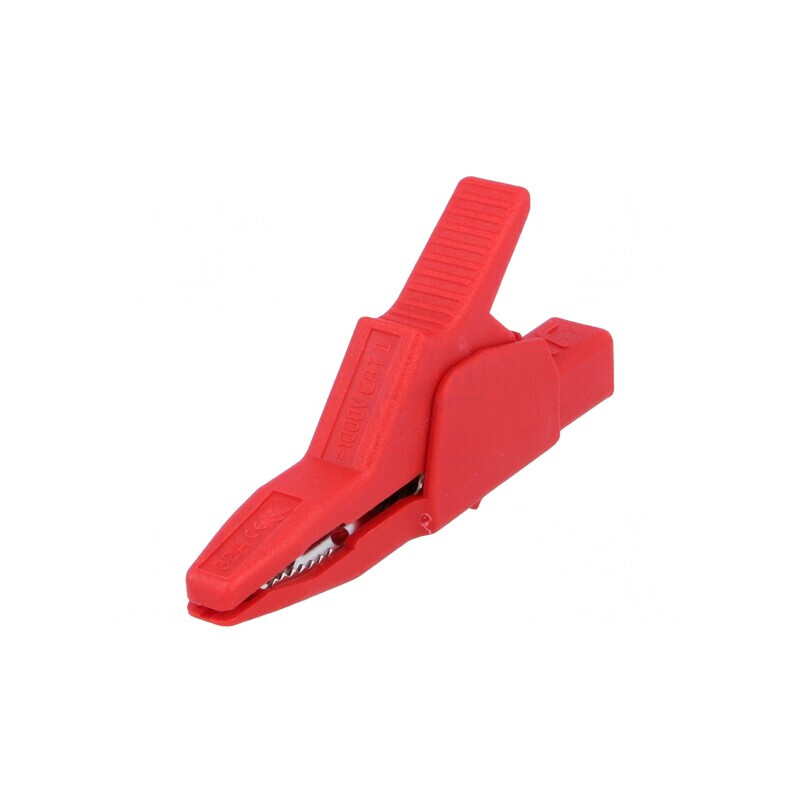 Bornă crocodil 34A roșie 30mm 300V | Electronic-mag.ro | Componente Electronice