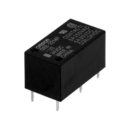 Releu Electromagnetic DPST-NO 24VDC 5A | Electronic-mag.ro | Componente Electronice