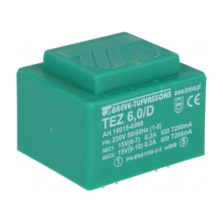 Transformator Încapsulat 6VA 230VAC 15V PCB | Electronic-mag.ro | Componente Electronice
