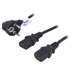 Cablu Alimentare 3x0,5mm2 cu Ștecăr în Unghi și 2 Conectori IEC C13