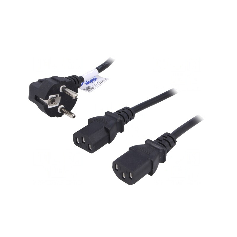 Cablu Alimentare 3x0,5mm2 cu Ștecăr în Unghi și 2 Conectori IEC C13 | Electronic-mag.ro | Componente Electronice Cablu Alimentare 3x0,5mm2 cu Ștecăr în Unghi și 2 Conectori IEC C13 | Electronic-mag.ro | Componente Electronice