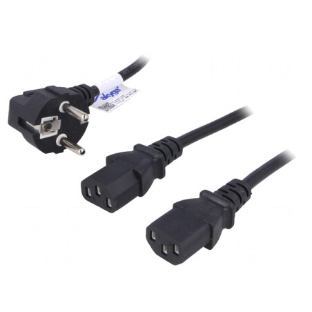 Cablu Alimentare 3x0,5mm2 cu Ștecăr în Unghi și 2 Conectori IEC C13 | Electronic-mag.ro | Componente Electronice