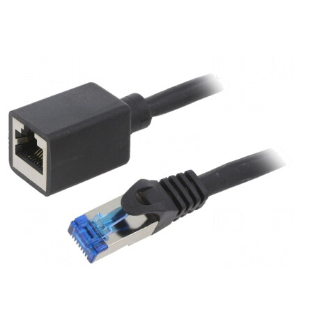 Prelungitor RJ45 S/FTP Cat6a Negru 1m LSZH | Electronic-mag.ro | Componente Electronice