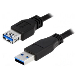 Cablu USB 3.0 USB A la USB A 2m Negru | Electronic-mag.ro | Componente Electronice