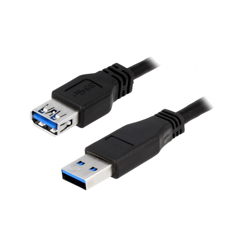 Cablu USB 3.0 USB A la USB A 2m Negru | Electronic-mag.ro | Componente Electronice