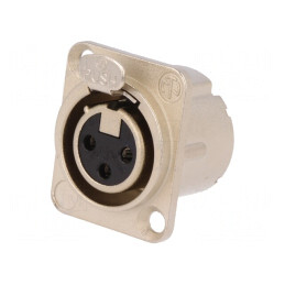 Soclu XLR Mamă 3-Pin cu Buton din Argint 16A | Electronic-mag.ro | Componente Electronice