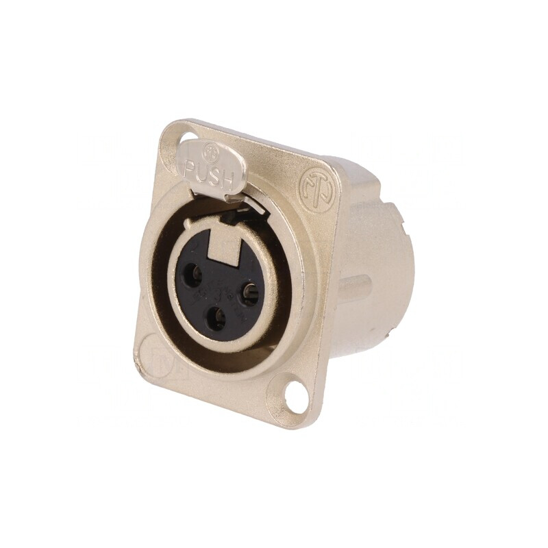 Soclu XLR Mamă 3-Pin cu Buton din Argint 16A | Electronic-mag.ro | Componente Electronice