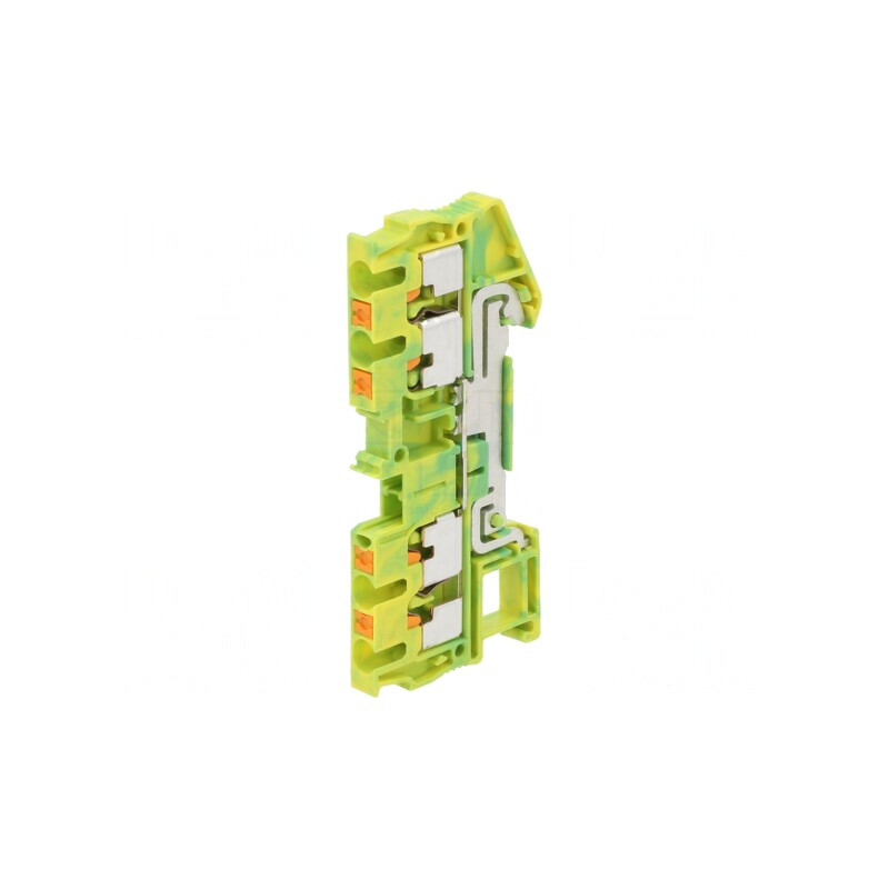 Conector de Șine 0,14-4mm2 1 Pistă 4 Borne Galben-Verde | Electronic-mag.ro | Componente Electronice