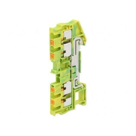 Conector de Șine 0,14-4mm2 1 Pistă 4 Borne Galben-Verde | Electronic-mag.ro | Componente Electronice
