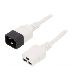 Cablu Alimentare IEC C19 la IEC C20 1m Alb 16A 250V | Electronic-mag.ro | Componente Electronice