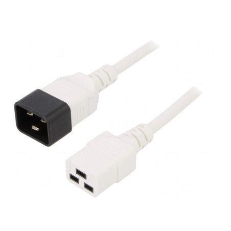 Cablu Alimentare IEC C19 la IEC C20 1m Alb 16A 250V | Electronic-mag.ro | Componente Electronice