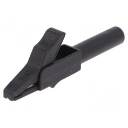 Bornă crocodil neagră 15A 4mm nichelată 300V | Electronic-mag.ro | Componente Electronice