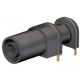 Soclu banană 4mm 24A aurit negru 33mm PCB | Electronic-mag.ro | Componente Electronice