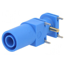 Soclu Banană 4mm 24A Albastru Aurit pentru PCB și Panou | Electronic-mag.ro | Componente Electronice