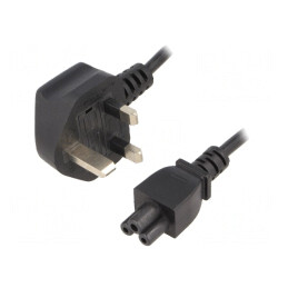 Cablu Alimentare 1.8m Negru 3x0.75mm2 BS 1363 la IEC C5 | Electronic-mag.ro | Componente Electronice