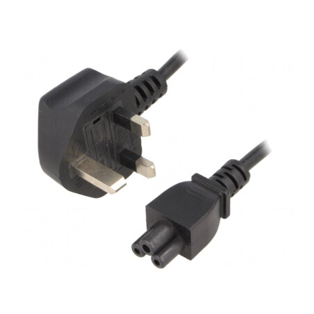 Cablu Alimentare 1.8m Negru 3x0.75mm2 BS 1363 la IEC C5 | Electronic-mag.ro | Componente Electronice