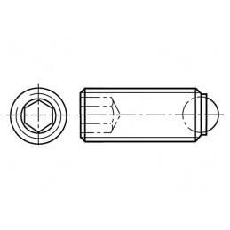 Clichet cu bilă; oţel; BN 20214; Filet: M4; 6mm