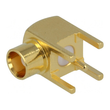 Soclu MCX mamă 90° 50Ω THT aurit | Electronic-mag.ro | Componente Electronice