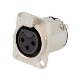 Soclu XLR Mamă 3 PIN Aurit cu Buton | Electronic-mag.ro | Componente Electronice