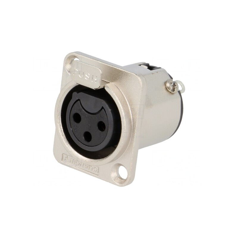 Soclu XLR Mamă 3 PIN Aurit cu Buton | Electronic-mag.ro | Componente Electronice