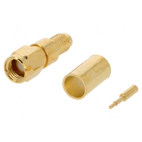 Mufă SMA Tată Drept 50Ω Crimpat PTFE Aurit | Electronic-mag.ro | Componente Electronice