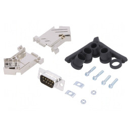 D-Sub 9-Pin Mufă Tată Lipire pe Cablu Neagră Set Complet | Electronic-mag.ro | Componente Electronice