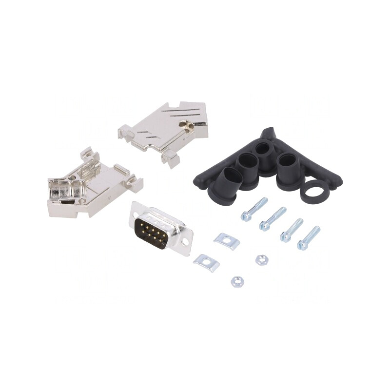 D-Sub 9-Pin Mufă Tată Lipire pe Cablu Neagră Set Complet | Electronic-mag.ro | Componente Electronice