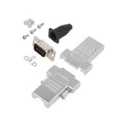 Conector D-Sub 9-Pin Tată pentru Cablu - Set Complet Negru | Electronic-mag.ro | Componente Electronice