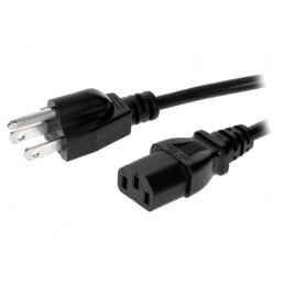 Cablu Alimentare 3m Negru IEC C13 la NEMA 5-15 | Electronic-mag.ro | Componente Electronice