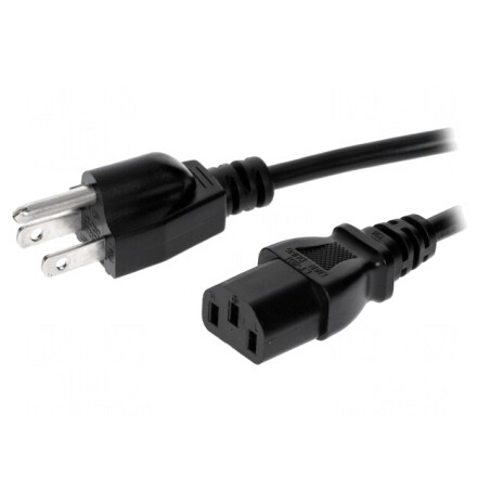Cablu Alimentare 3m Negru IEC C13 la NEMA 5-15 | Electronic-mag.ro | Componente Electronice