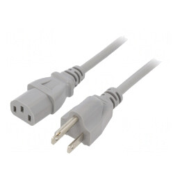 Cablu Alimentare IEC C13 la NEMA 5-15 3m Gri 10A | Electronic-mag.ro | Componente Electronice