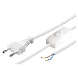 Cablu Alimentare PVC 2x0,75mm2 Alb 2,5m | Electronic-mag.ro | Componente Electronice