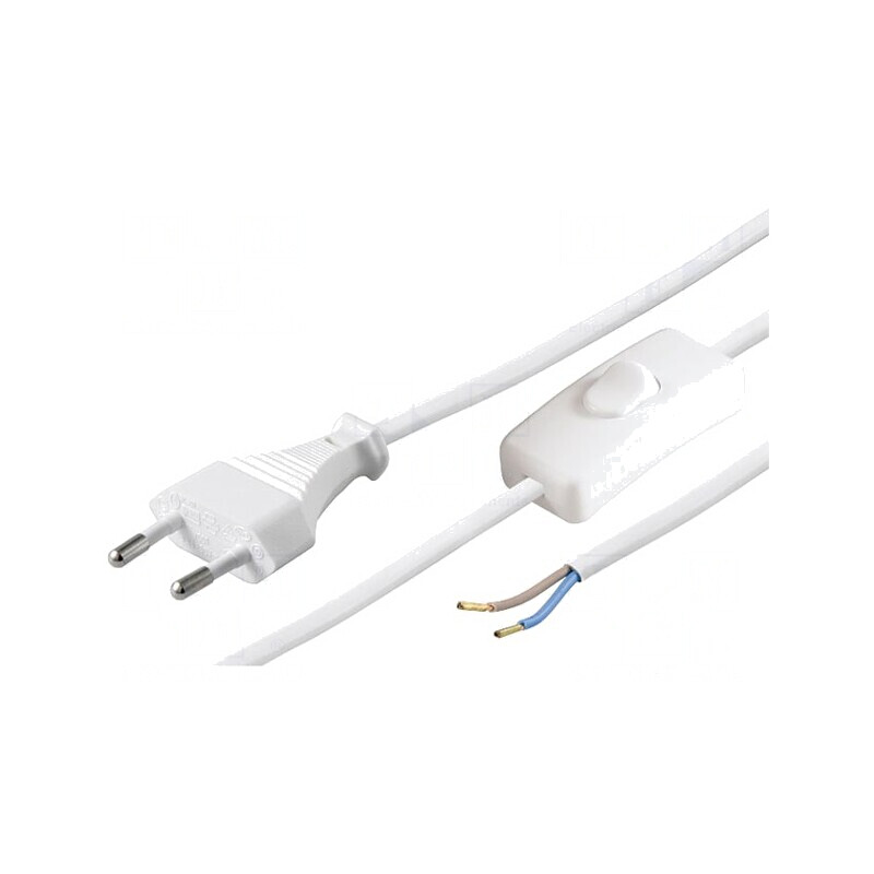 Cablu Alimentare PVC 2x0,75mm2 Alb 2,5m | Electronic-mag.ro | Componente Electronice
