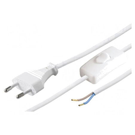 Cablu Alimentare PVC 2x0,75mm2 Alb 2,5m | Electronic-mag.ro | Componente Electronice