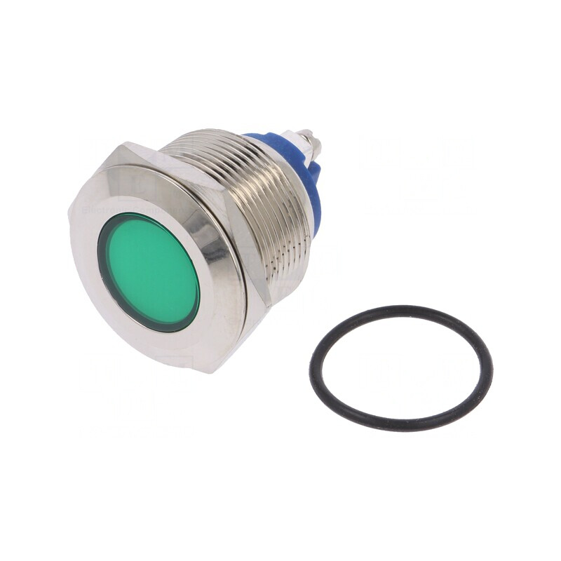 "Lampă LED Plată Verde 24V Ø22mm cu Șurub" | Electronic-mag.ro | Componente Electronice