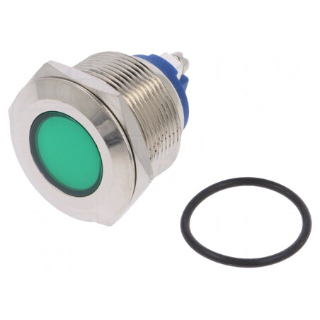 "Lampă LED Plată Verde 24V Ø22mm cu Șurub" | Electronic-mag.ro | Componente Electronice