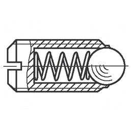 Clichet cu bilă; oțel inoxidabil A2; BN 13370; Filet: M3; 7,4mm