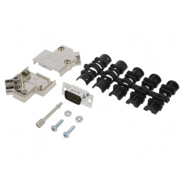 Conector D-Sub HD 15 pini tată unghi 45° lipire cablu gold flash | Electronic-mag.ro | Componente Electronice