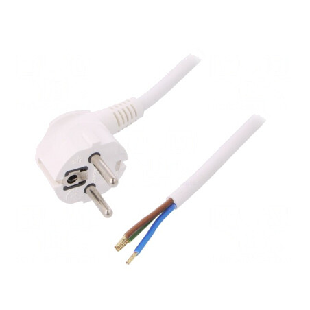 Cablu electric alb 1,5m 3x1,5mm2 PVC 16A 250V | Electronic-mag.ro | Componente Electronice