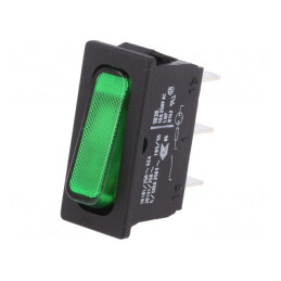 Comutator Basculant Verde 20A 250VAC IP40 cu Bec 230V | Electronic-mag.ro | Componente Electronice