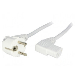 Cablu Alimentare 3x1mm2 cu Ștecăr în Unghi și Conector IEC C13 90° | Electronic-mag.ro | Componente Electronice