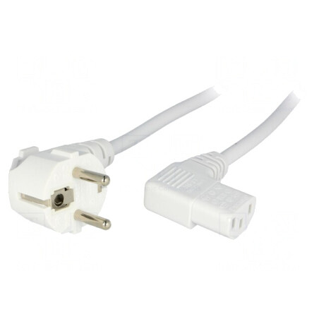 Cablu Alimentare 3x1mm2 cu Ștecăr în Unghi și Conector IEC C13 90° | Electronic-mag.ro | Componente Electronice