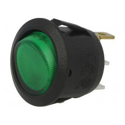 Comutator Rocker ON-OFF Verde 6A 250VAC cu Lampă Neon 230V | Electronic-mag.ro | Componente Electronice